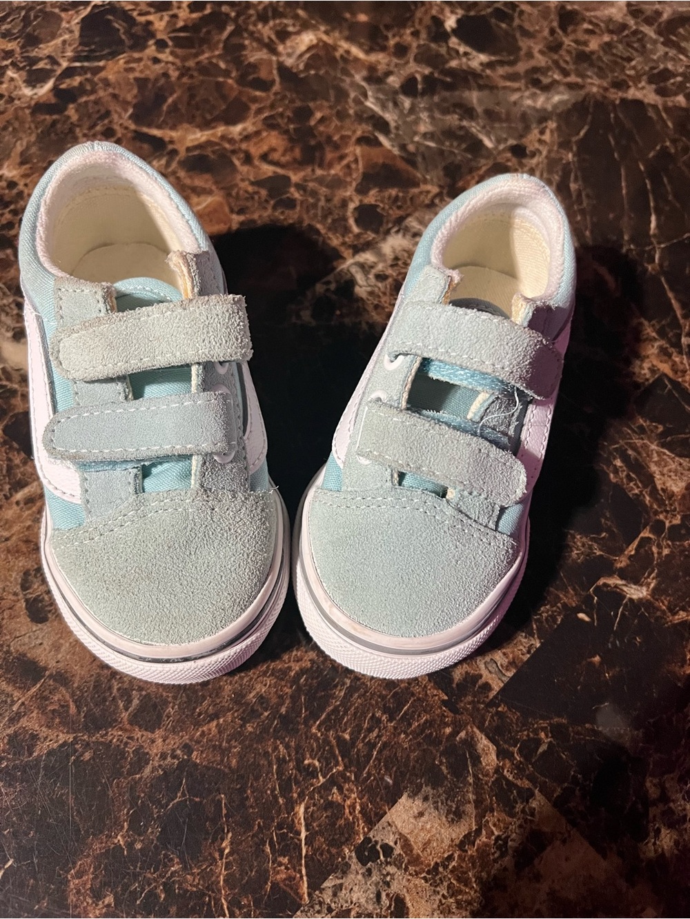 🩵Vans Kids Pastel Blue Suede Velcro Sneakers🩵